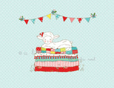 Little Lamb Illustration - Aqua